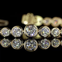 14K Yellow Gold Graduated Riviera Bracelet with Bezel Set Round Lab Diamonds - 4.92 Carat Total Weight - Covaloro Fine Jewelry
