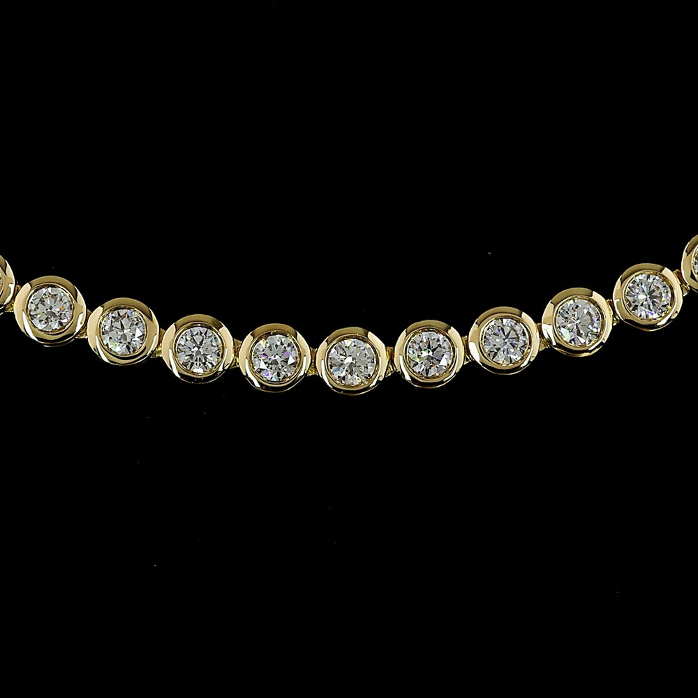 14K Yellow Gold Graduated Riviera Necklace with 133 Bezel-Set Round Lab Diamonds - 5.53 Total Carat Weight, E-F Color VS2 Clarity - Covaloro Fine Jewelry