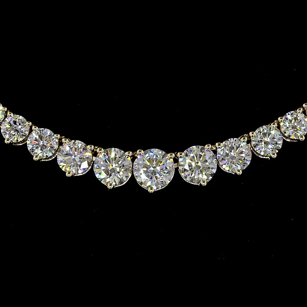14K Yellow Gold Graduated Riviera Necklace with 221 Round Brilliant Cut Lab Diamonds - 5.23 Total Carat Weight E-F VS - Covaloro Fine Jewelry