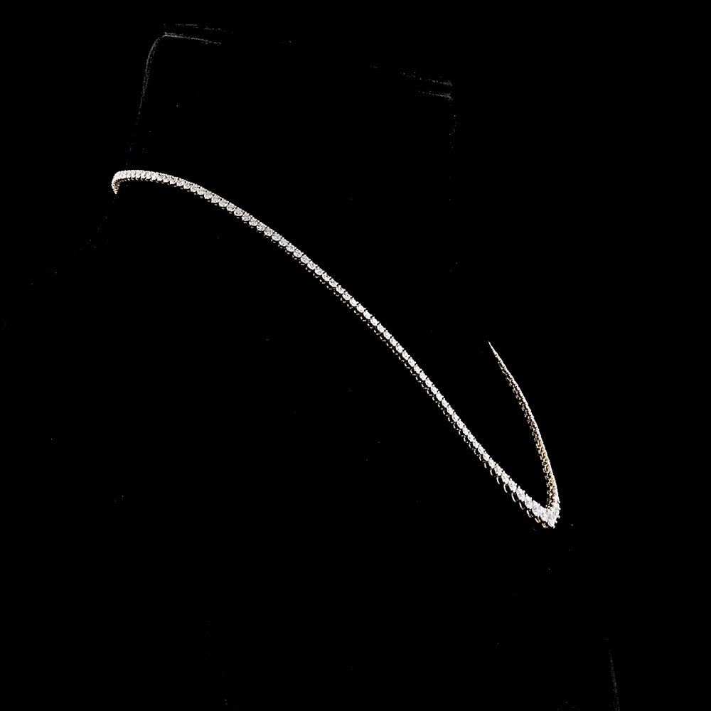 14K Yellow Gold Graduated Riviera Necklace with 8.63 Carat Total Weight Round Lab Diamonds, E-F VS1 Clarity, Prong Set, 171 Stones - Covaloro Fine Jewelry