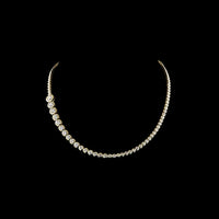 14K Yellow Gold Graduated Riviera Necklace with Bezel Set Round Lab Diamonds - 10.19 Carats Total Diamond Weight - Covaloro Fine Jewelry
