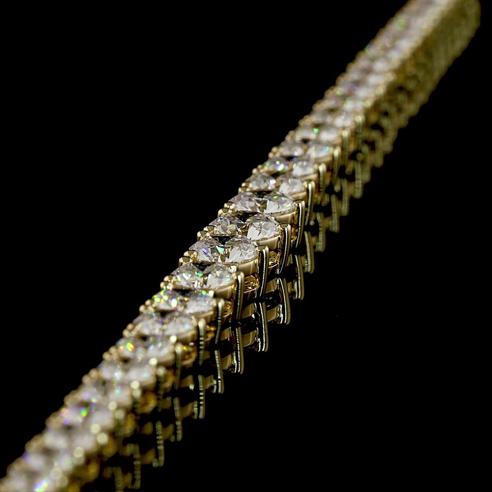 14K Yellow Gold Graduated Riviera Necklace with Prong Set Round Lab Diamonds - 8.28 Carats Total Diamond Weight - Covaloro Fine Jewelry