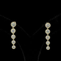 14K Yellow Gold Graduated Round Lab Diamond Hanging Drop Earrings - 2.85 Carat Total Diamond Weight, Bezel Set with E-F VS Clarity - Covaloro Fine Jewelry