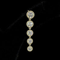 14K Yellow Gold Graduated Round Lab Diamond Hanging Drop Earrings - 2.85 Carat Total Diamond Weight, Bezel Set with E-F VS Clarity - Covaloro Fine Jewelry