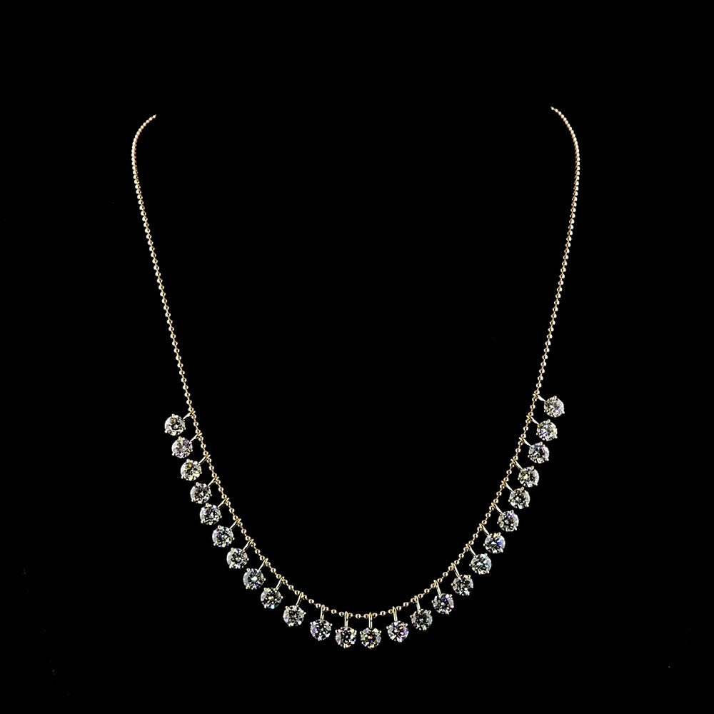 14K Yellow Gold Graduated Round Lab Diamond Special Necklace with Prong Set E-F VS1 Diamonds - 10.03 Total Carat Weight - Covaloro Fine Jewelry