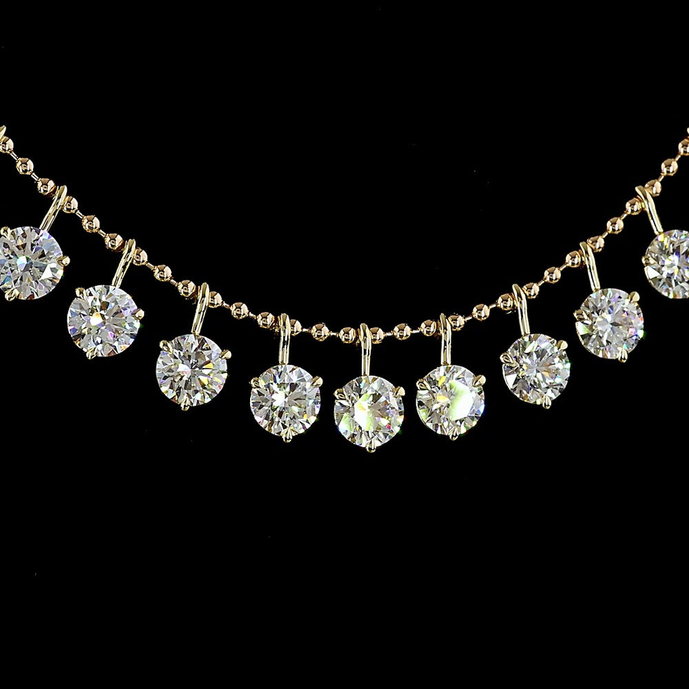 14K Yellow Gold Graduated Round Lab Diamond Special Necklace with Prong Set E-F VS1 Diamonds - 10.03 Total Carat Weight - Covaloro Fine Jewelry
