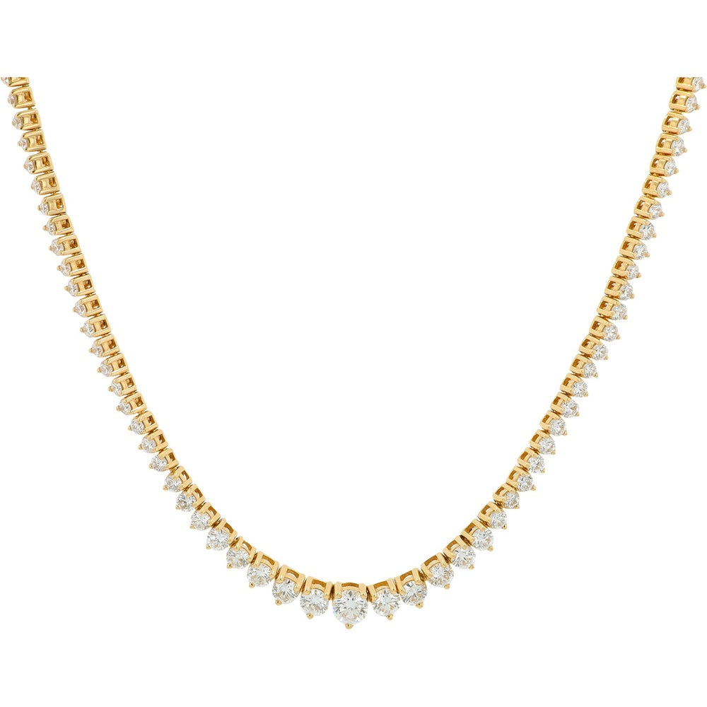 14K Yellow Gold Graduated Tennis Necklace with Prong-Set Round Lab Grown Diamonds - 6.00 Carat Total Diamond Weight