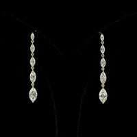 14K Yellow Gold Graduating Marquise Lab Diamond Hanging Earrings - 3.54 Carat Total Weight, E-F Color, VS Clarity - Covaloro Fine Jewelry