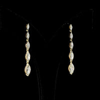 14K Yellow Gold Graduating Marquise Lab Diamond Hanging Earrings - 3.54 Carat Total Weight, E-F Color, VS Clarity - Covaloro Fine Jewelry
