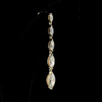 14K Yellow Gold Graduating Marquise Lab Diamond Hanging Earrings - 3.54 Carat Total Weight, E-F Color, VS Clarity - Covaloro Fine Jewelry
