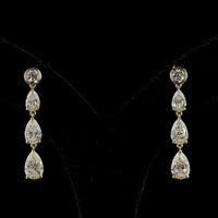 14K Yellow Gold Graduating Pear Shape Diamond Drop Earrings with Bezel and Prong Settings - 4.99 Carats Total Diamond Weight (Lab Grown) - Covaloro Fine Jewelry