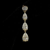 14K Yellow Gold Graduating Pear Shape Diamond Drop Earrings with Bezel and Prong Settings - 4.99 Carats Total Diamond Weight (Lab Grown) - Covaloro Fine Jewelry