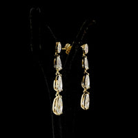 14K Yellow Gold Graduating Pear Shape Diamond Drop Earrings with Bezel and Prong Settings - 4.99 Carats Total Diamond Weight (Lab Grown) - Covaloro Fine Jewelry