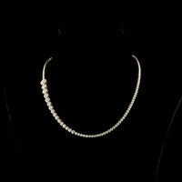 14K Yellow Gold Graduating Riviera Necklace with Bezel Set Round Lab Diamonds - 8.28 Carats Total Diamond Weight - Covaloro Fine Jewelry