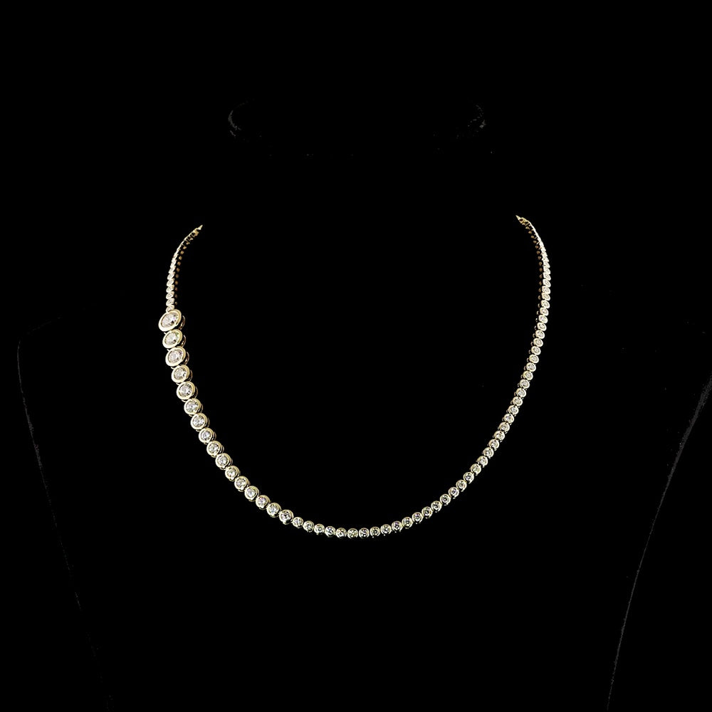 14K Yellow Gold Graduating Riviera Necklace with Bezel Set Round Lab Diamonds - 8.28 Carats Total Diamond Weight - Covaloro Fine Jewelry