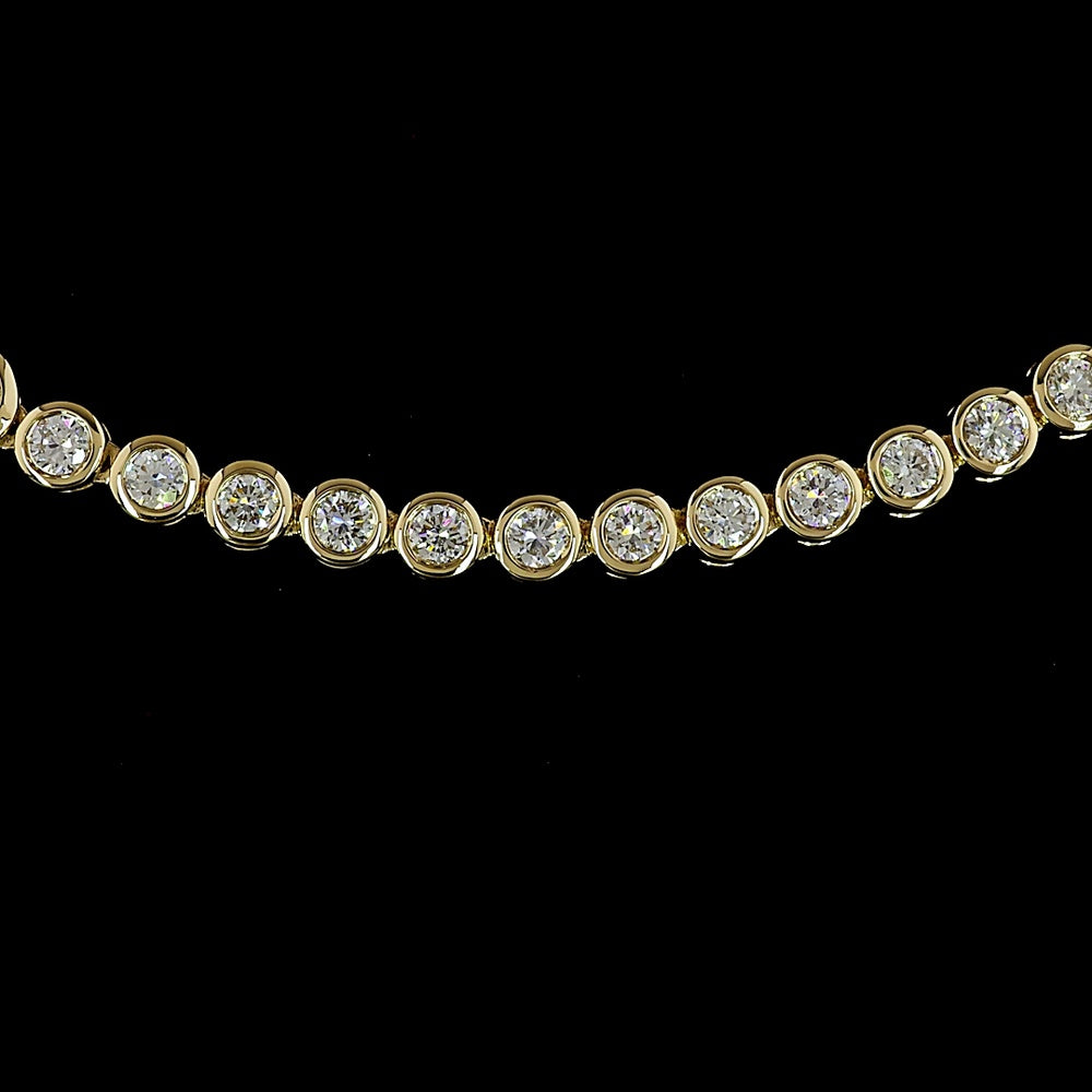 14K Yellow Gold Graduating Riviera Necklace with Bezel Set Round Lab Diamonds - 8.28 Carats Total Diamond Weight - Covaloro Fine Jewelry