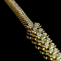 14K Yellow Gold Graduating Riviera Necklace with Bezel Set Round Lab Diamonds - 8.28 Carats Total Diamond Weight - Covaloro Fine Jewelry