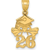 14K Yellow Gold Graduation Cap and Diploma 26 Charm - 21.45mm Length by Oro Pregiato