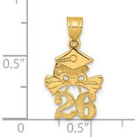 14K Yellow Gold Graduation Cap and Diploma 26 Charm - 21.45mm Length by Oro Pregiato