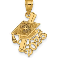 14K Yellow Gold Graduation Cap and Diploma Charm - Polished Finish 23.2mm Length by Oro Pregiato