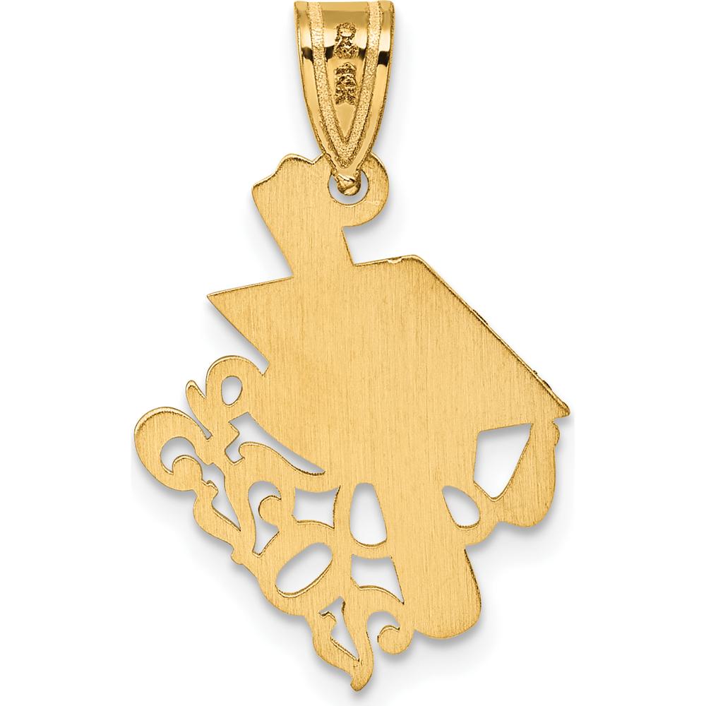 14K Yellow Gold Graduation Cap and Diploma Charm - Polished Finish 23.2mm Length by Oro Pregiato