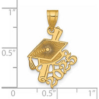 14K Yellow Gold Graduation Cap and Diploma Charm - Polished Finish 23.2mm Length by Oro Pregiato