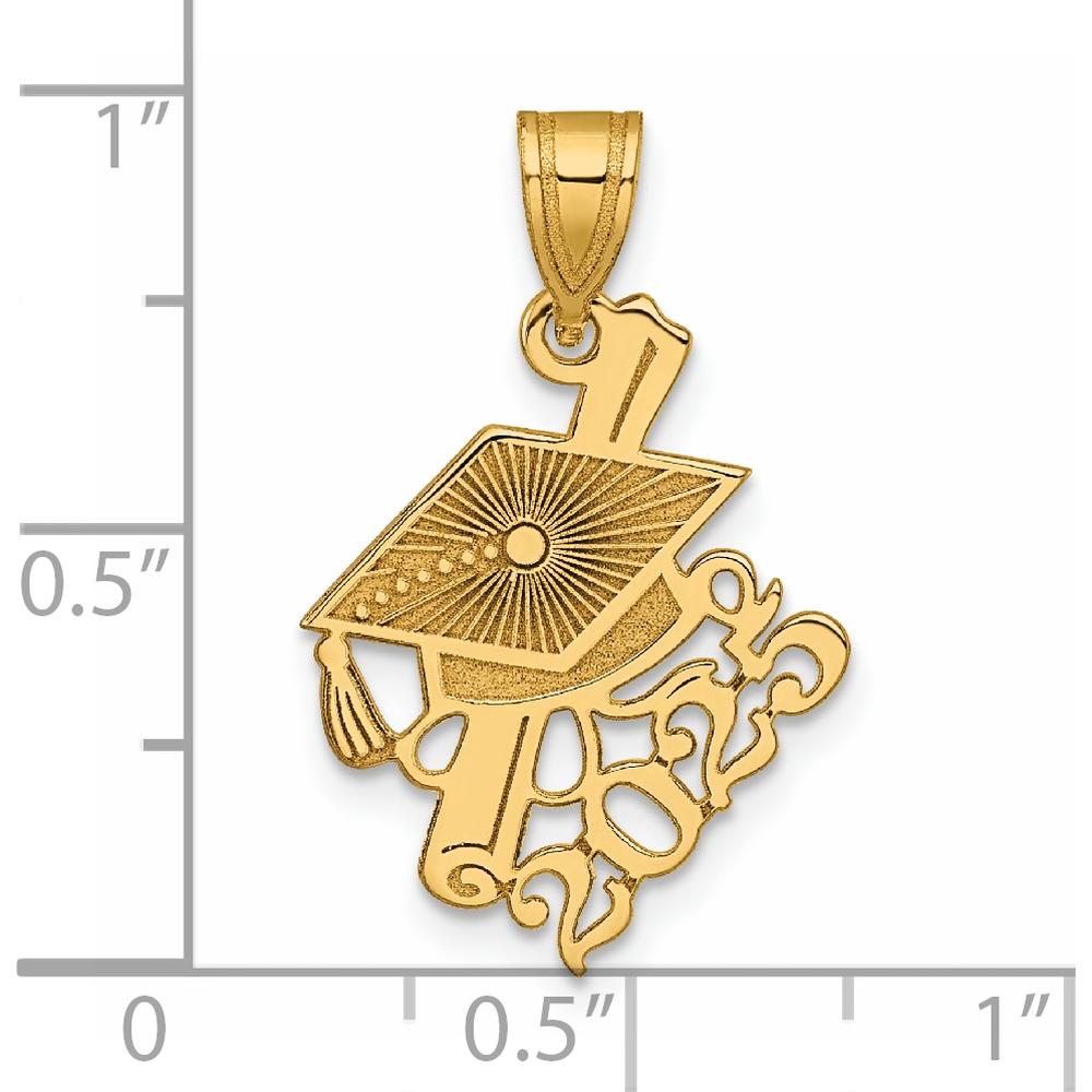 14K Yellow Gold Graduation Cap and Diploma Charm - Polished Finish 23.2mm Length by Oro Pregiato