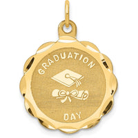 14K Yellow Gold Graduation Day Engravable Disc Charm - 20mm by Oro Pregiato