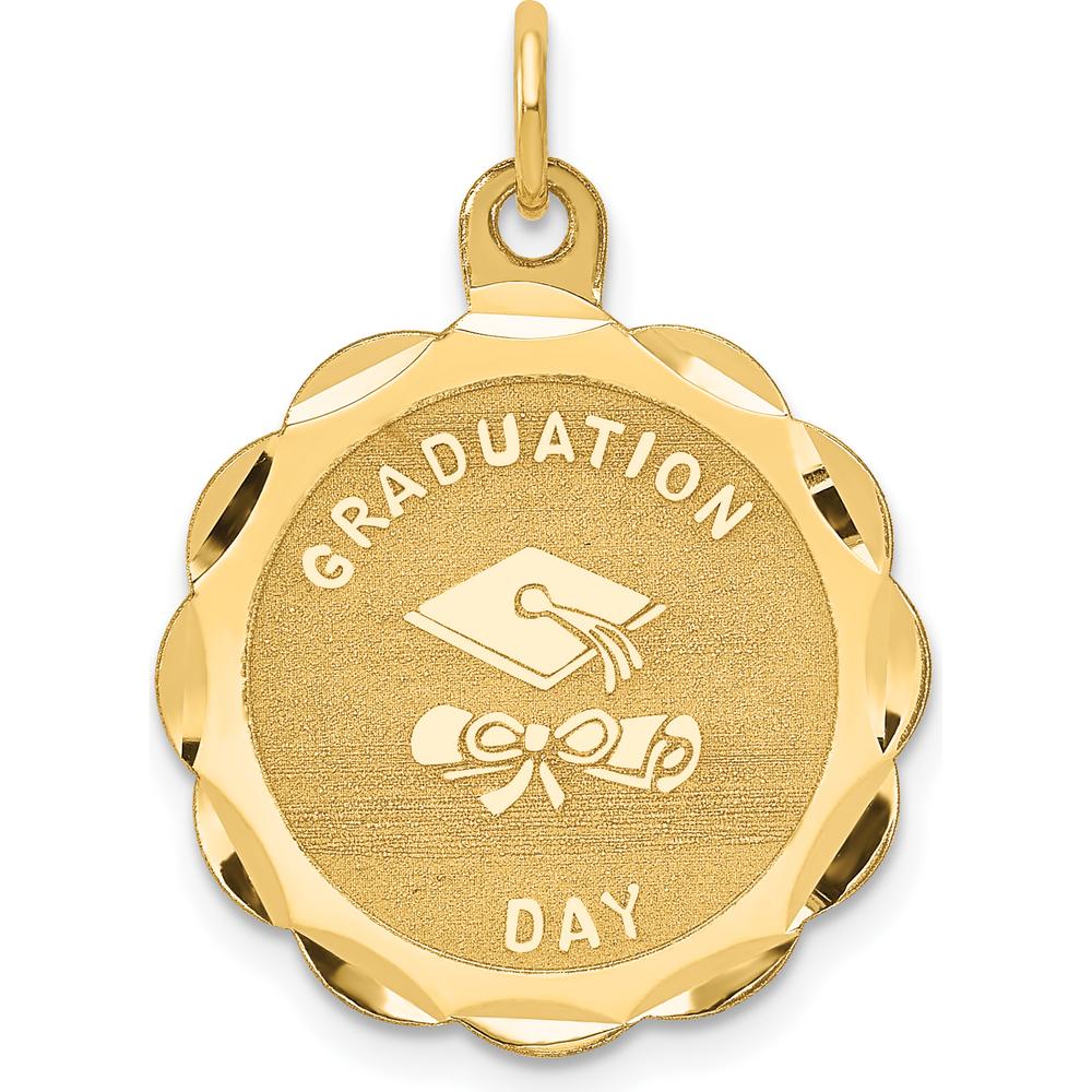 14K Yellow Gold Graduation Day Engravable Disc Charm - 20mm by Oro Pregiato
