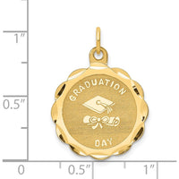 14K Yellow Gold Graduation Day Engravable Disc Charm - 20mm by Oro Pregiato