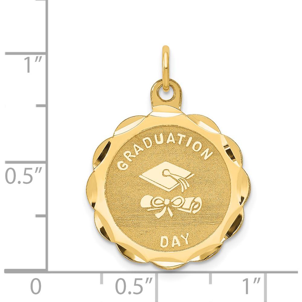 14K Yellow Gold Graduation Day Engravable Disc Charm - 20mm by Oro Pregiato