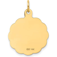 14K Yellow Gold Graduation Day Engravable Disc Charm - 20mm by Oro Pregiato