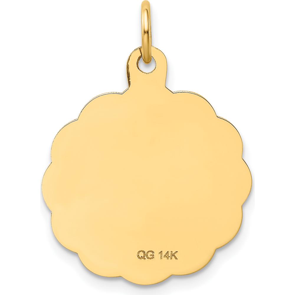 14K Yellow Gold Graduation Day Engravable Disc Charm - 20mm by Oro Pregiato