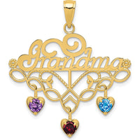 14K Yellow Gold Grandma Birthstone Charm Holder Pendant - Customizable for Personalization by Oro Pregiato