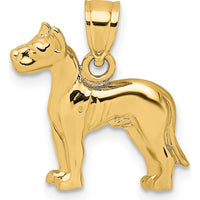 14K Yellow Gold Great Dane Dog Charm Pendant - Polished Finish by Oro Pregiato