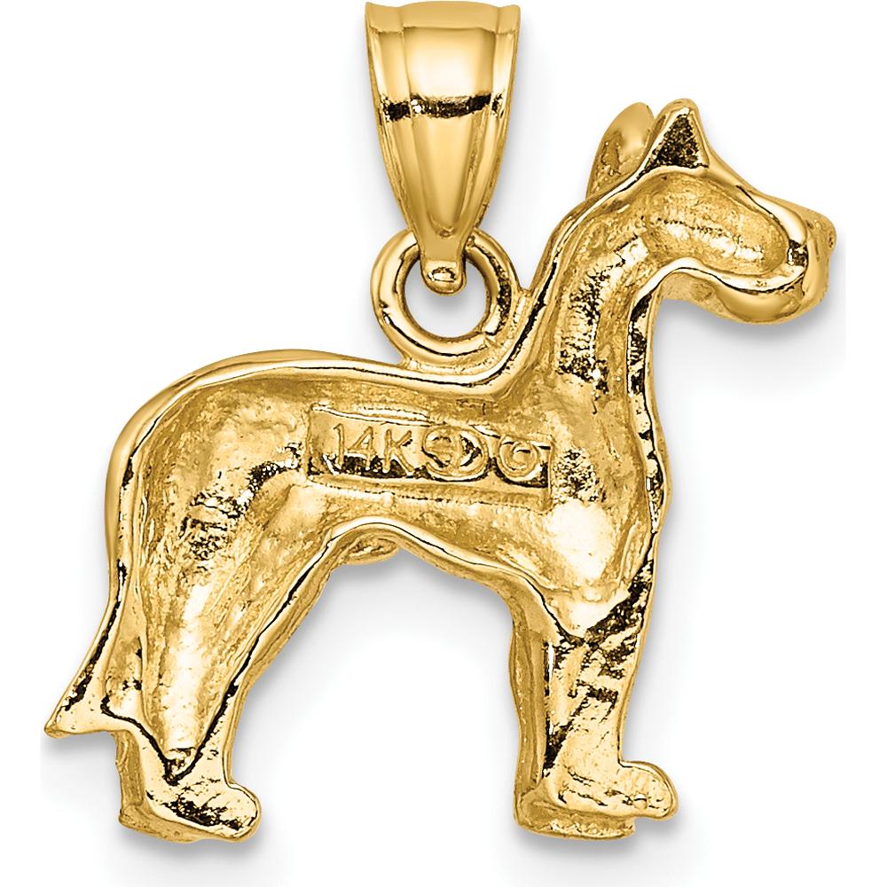 14K Yellow Gold Great Dane Dog Charm Pendant - Polished Finish by Oro Pregiato