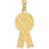 14K Yellow Gold "Greatest Mom" Enameled Pink Ribbon Charm by Oro Pregiato