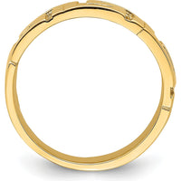 14K Yellow Gold Greek Key Band Ring with Tapered Shank - Modern Design by 0