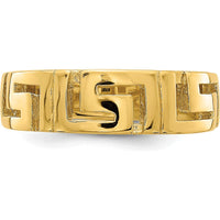 14K Yellow Gold Greek Key Band Ring with Tapered Shank - Modern Design by 0