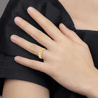 14K Yellow Gold Greek Key Band Ring with Tapered Shank - Modern Design by 0