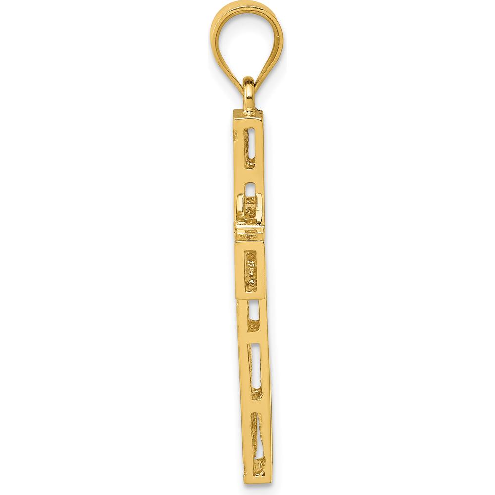14K Yellow Gold Greek Key Cross Pendant - Solid Gold, Geometric Design, 35mm Length by Oro Pregiato