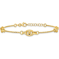 14K Yellow Gold Greek Key Etched Link Chain Bracelet with Lobster Clasp - 7.25" Length by 0