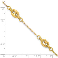 14K Yellow Gold Greek Key Etched Link Chain Bracelet with Lobster Clasp - 7.25" Length by 0