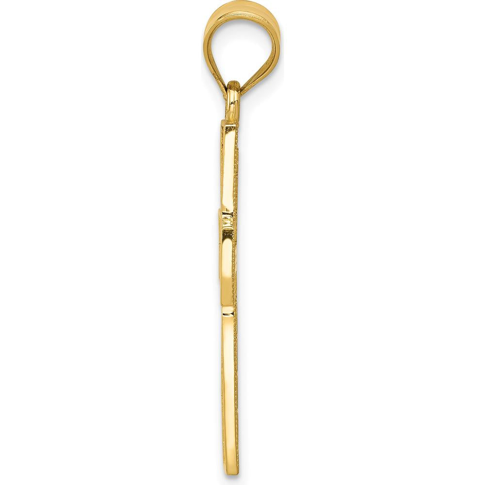 14K Yellow Gold Greek Key Filigree Cross Pendant - 33mm Length, 18mm Width by Oro Pregiato