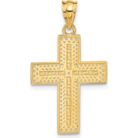 14K Yellow Gold Greek Key Filigree Cross Pendant - 33mm Length, 18mm Width by Oro Pregiato