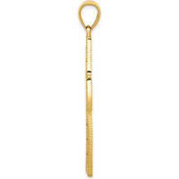 14K Yellow Gold Greek Key Filigree Cross Pendant - 47mm Length by Oro Pregiato
