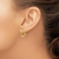 14K Yellow Gold Greek Key Hinged Hoop Earrings - 15mm by 0