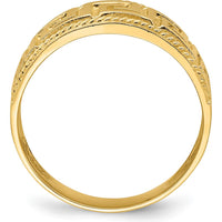 14K Yellow Gold Greek Key Pattern Dome Ring - 8.25mm Band Width by 0
