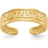 14K Yellow Gold Greek Key Toe Ring with Polished Finish by 0
