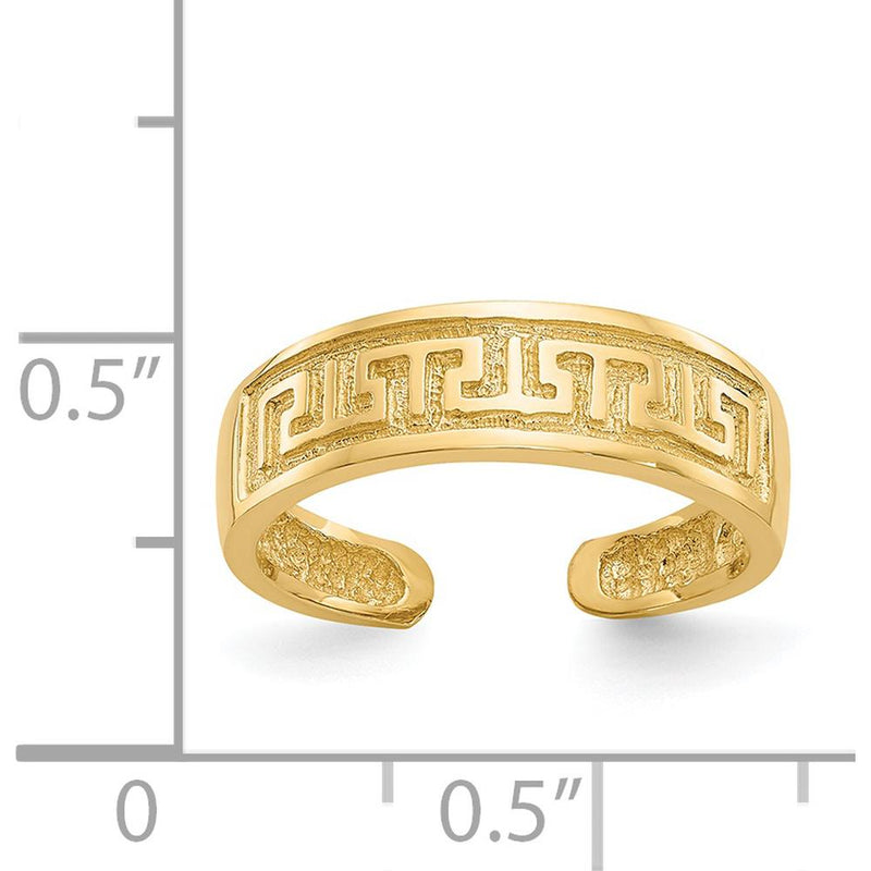 14K Yellow Gold Greek Key Toe Ring with Polished Finish by 0